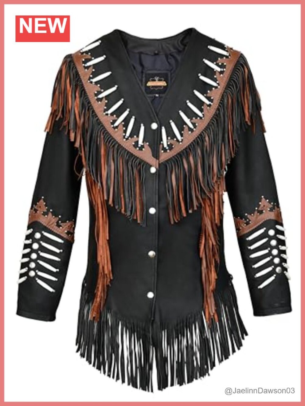 Women's Western Cowhide Leather Jacket Fringe Beaded Cowgirl